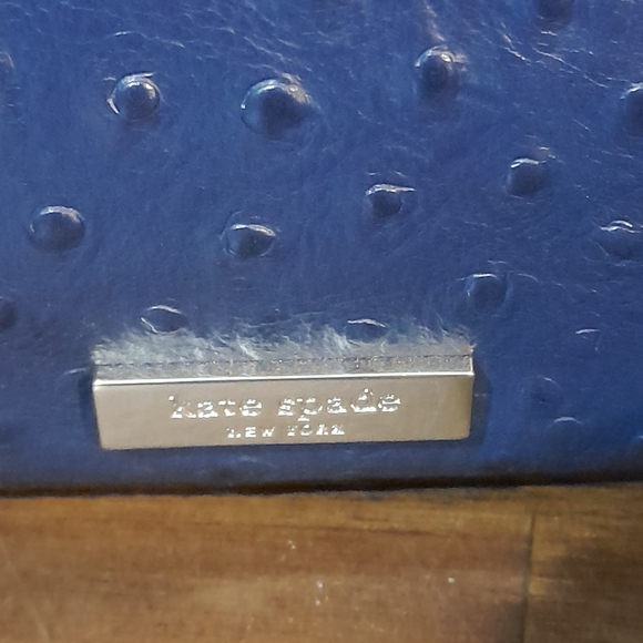 Kate Spade Medium Harmony Valencia Road French Navy Purse/Tote Bag Ostrich Textu - Picture 2 of 9